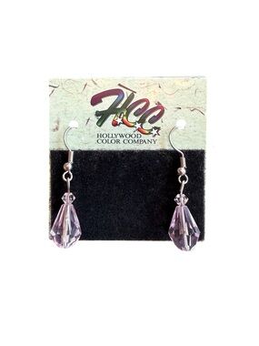 Y2K HCC Hollywood Color Company Pink Glass Dangle Earrings NWT